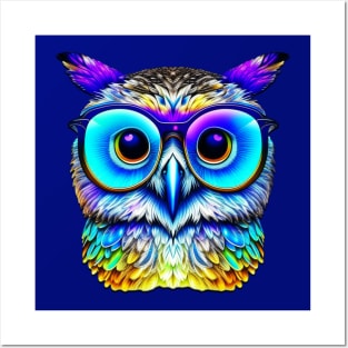 Colorful Owl With Funky Glasses Posters and Art